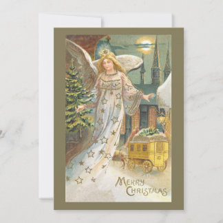 Cartes Pour Fêtes Annuelles Noël vintage, Ange victorien avec arbre