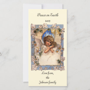 Cartes Pour Fêtes Annuelles Noël vintage, Ange victorien avec cloches d'or