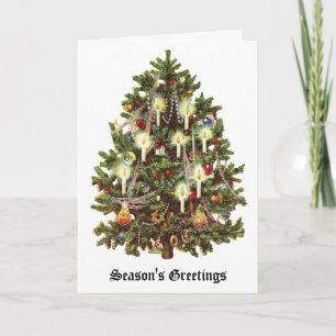 Cartes Pour Fêtes Annuelles Noël Vintage, Arbre Victorien Décoré