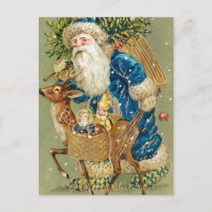 Cartes Pour Fêtes Annuelles Noël vintage au Père Noël et aux Cerfs