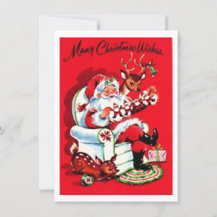 Cartes Pour Fêtes Annuelles Noël Vintage Beaucoup de Vœux