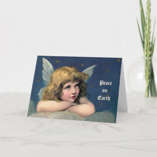 Cartes Pour Fêtes Annuelles Noël vintage, Bel ange avec des étoiles dorées