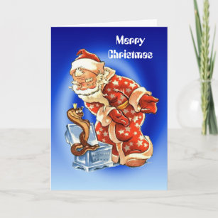 Cartes Pour Fêtes Annuelles Noël vintage, charmeur de serpent de Père Noël