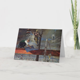 Cartes Pour Fêtes Annuelles Noël Vintage, Construction de bâtiments