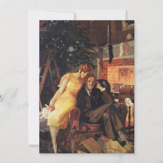 Cartes Pour Fêtes Annuelles Noël vintage, couple d'amour et de romance