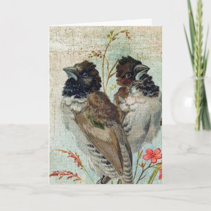 Cartes Pour Fêtes Annuelles Noël vintage de grunge d'oiseaux