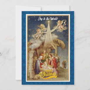 Cartes Pour Fêtes Annuelles Noël vintage de la Nativité I Classique Religieux
