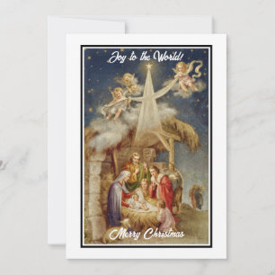 Cartes Pour Fêtes Annuelles Noël vintage de la Nativité I Classique Religieux
