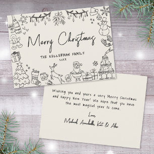Cartes Pour Fêtes Annuelles Noël Vintage Dessiné à la Main