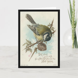 Cartes Pour Fêtes Annuelles Noël vintage d'oiseau et nouvelle année