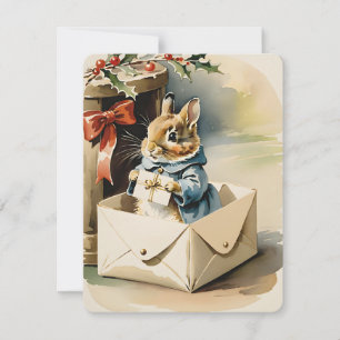Cartes Pour Fêtes Annuelles Noël vintage du lapin