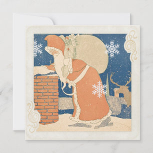 Cartes Pour Fêtes Annuelles Noël Vintage du Père Noël Chimney