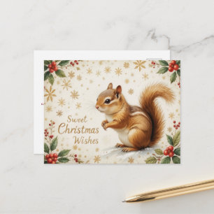Cartes Pour Fêtes Annuelles Noël Vintage Écureuil Rustique Bois Fêtes
