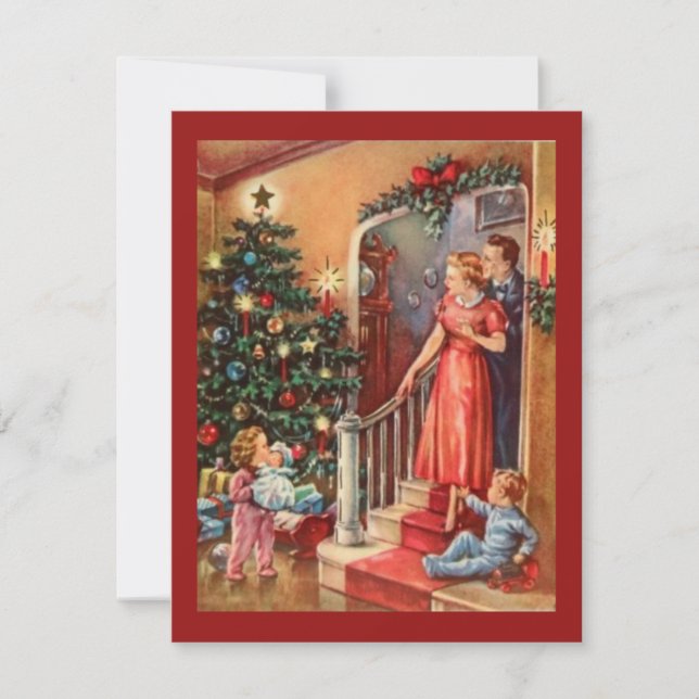 Cartes Pour Fêtes Annuelles Noël Vintage En Famille (Devant)