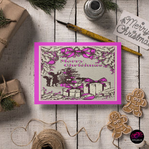 Cartes Pour Fêtes Annuelles Noël vintage enfants décorant l'arbre