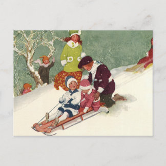 Cartes Pour Fêtes Annuelles Noël vintage, Enfants dormant dans la neige