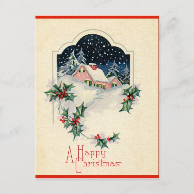 Cartes Pour Fêtes Annuelles Noël vintage et heureux (Devant)