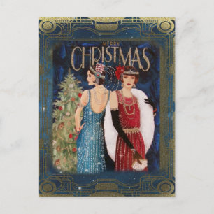 Cartes Pour Fêtes Annuelles Noël Vintage Flappers