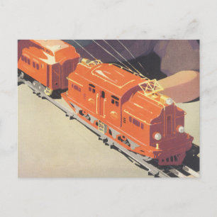 Cartes Pour Fêtes Annuelles Noël Vintage, Garçon Jouant avec des Toys Trains
