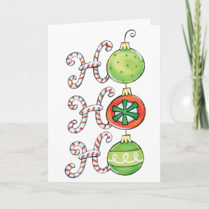Cartes Pour Fêtes Annuelles Noël Vintage, HO HO HO ! Décorations en Canne à Su