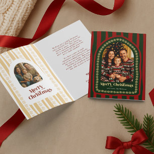 Cartes Pour Fêtes Annuelles Noël Vintage Intemporel Rouge Vert Deux Photos