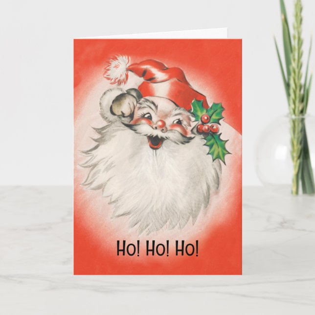 Cartes Pour Fêtes Annuelles Noël Vintage, Jolly Retro les années 50 Santa Clau (Devant)