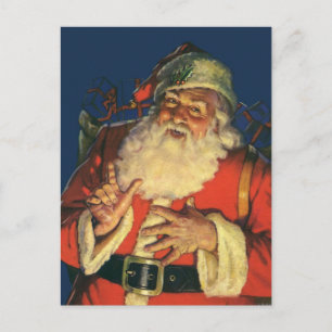 Cartes Pour Fêtes Annuelles Noël vintage, Jolly Santa Claus avec jouets