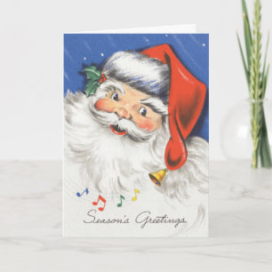 Cartes Pour Fêtes Annuelles Noël Vintage, Jolly Santa Claus avec musique