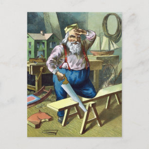 Cartes Pour Fêtes Annuelles Noël Vintage, Jouets du bâtiment du Père Noël Vêtu