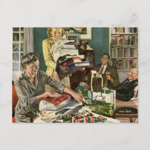 Cartes Pour Fêtes Annuelles Noël Vintage, Joyeux Cadeaux d'Enveloppement Famil