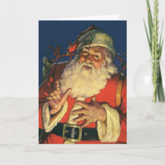 Cartes Pour Fêtes Annuelles Noël vintage, joyeux Père Noël avec des jouets