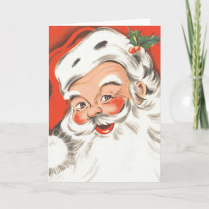 Cartes Pour Fêtes Annuelles Noël vintage, joyeux Père Noël avec sourire