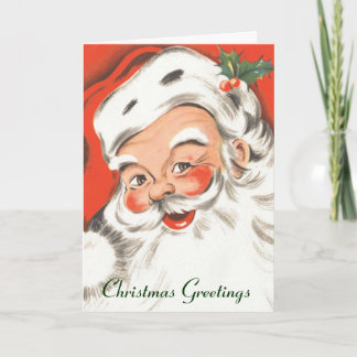 Cartes Pour Fêtes Annuelles Noël vintage, joyeux Père Noël avec sourire