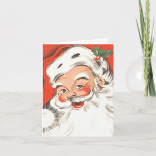 Cartes Pour Fêtes Annuelles Noël vintage, joyeux Père Noël avec sourire