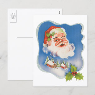 Cartes Pour Fêtes Annuelles Noël vintage, joyeux Père Noël rétro