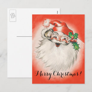 Cartes Pour Fêtes Annuelles Noël vintage, joyeux Père Noël rétro des années 50
