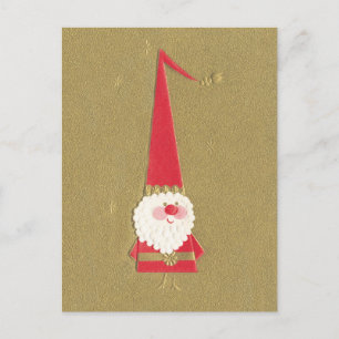 Cartes Pour Fêtes Annuelles Noël Vintage, le mignon Père Noël Gnome sur l'or