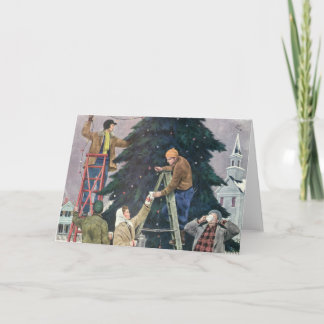 Cartes Pour Fêtes Annuelles Noël vintage, Lumières familiales sur arbre