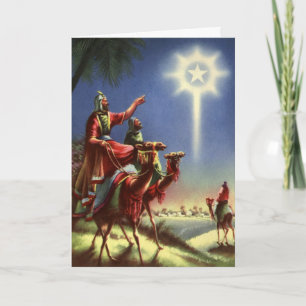 Cartes Pour Fêtes Annuelles Noël vintage, Magi et l'étoile de Bethléem