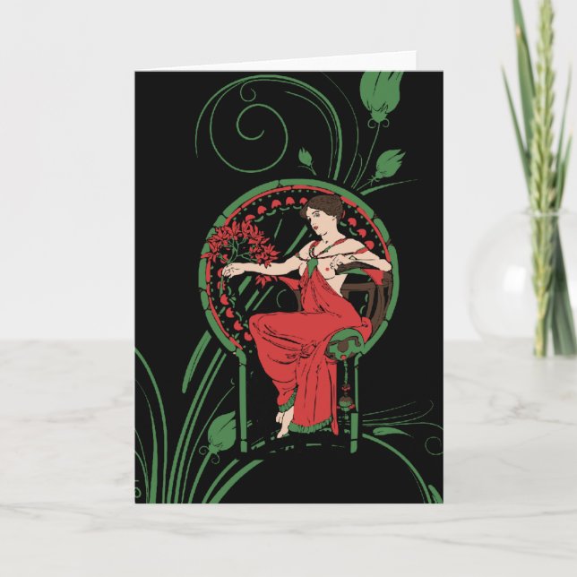 Cartes Pour Fêtes Annuelles Noël Vintage Mucha Art (Devant)