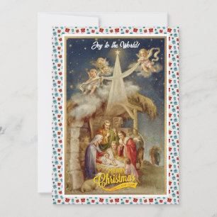 Cartes Pour Fêtes Annuelles Noël Vintage Nativité I Religieux Classique Hol