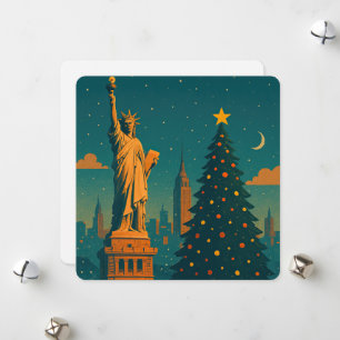 Cartes Pour Fêtes Annuelles Noël vintage New York – Statue de la Liberté