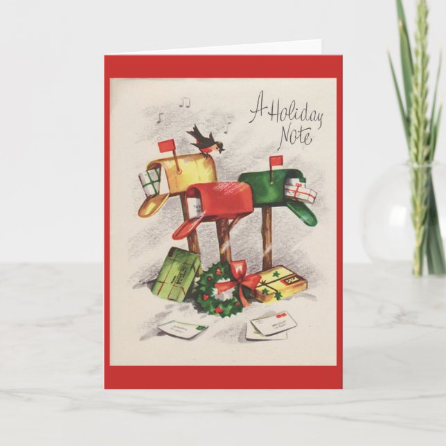 Cartes Pour Fêtes Annuelles Noël vintage - note de vacances (blanc à (Devant)