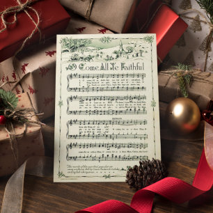 Cartes Pour Fêtes Annuelles Noël vintage Ô viens tous fidèles Beau