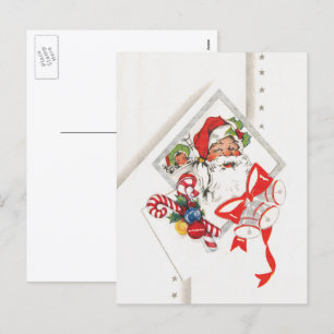 Cartes Pour Fêtes Annuelles Noël vintage, Père Noël avec Canneberges