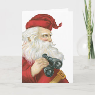 Cartes Pour Fêtes Annuelles Noël vintage, Père Noël avec jumelles