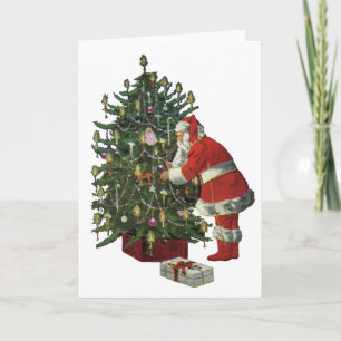 Cartes Pour Fêtes Annuelles Noël vintage, Père Noël avec présents