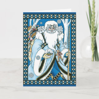 Cartes Pour Fêtes Annuelles Noël Vintage, Père Noël Bleu avec Snowglobe