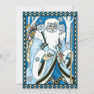 Cartes Pour Fêtes Annuelles Noël Vintage, Père Noël Bleu avec Snowglobe