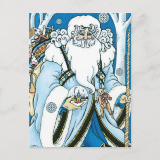 Cartes Pour Fêtes Annuelles Noël Vintage, Père Noël Bleu avec Snowglobe